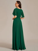 Women's Chiffon V-Neck Appliqué Bridesmaid Dress