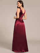 Women's Satin A-Line Maxi Bridesmaid Dress
