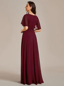 Women's Chiffon V-Neck Appliqué Evening Dress