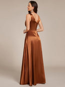 Women's Satin A-Line Maxi Bridesmaid Dress