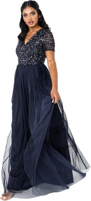 Women's Plus Size Sequin Evening Maxi Dress