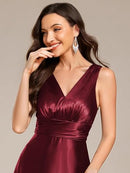 Women's Satin A-Line Maxi Bridesmaid Dress