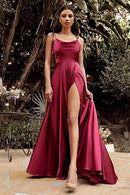 Women's Satin Spaghetti Strap Prom Dress