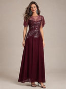 Women's Embroidered Sequin Evening Gown