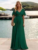 Women's Chiffon V-Neck Appliqué Bridesmaid Dress