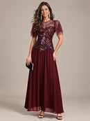 Women's Embroidered Sequin Evening Gown