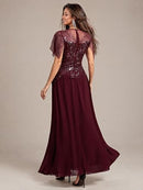 Women's Embroidered Sequin Evening Gown