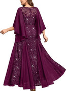 Plus Size Butterfly Sleeve Sequin Mermaid Dress