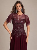 Women's Embroidered Sequin Evening Gown
