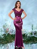 Women's Floral Lace Sequin Mermaid Maxi Dress